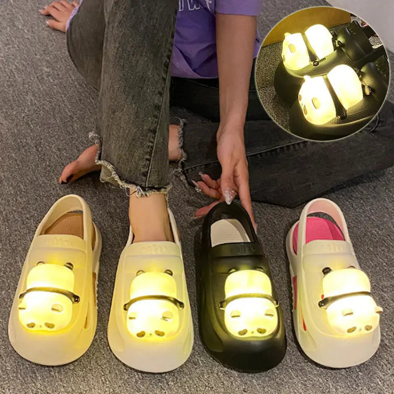 2024 Cute Slipper With Panda Lamp Summer Sandales Femme Light Funny Woman Slippers Shoes Women trendy-digistore-us