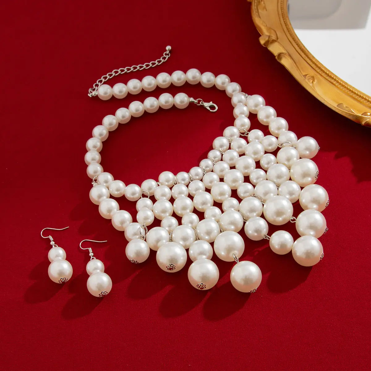 Personalized Pearl Tassel Necklace Set trendy-digistore-us