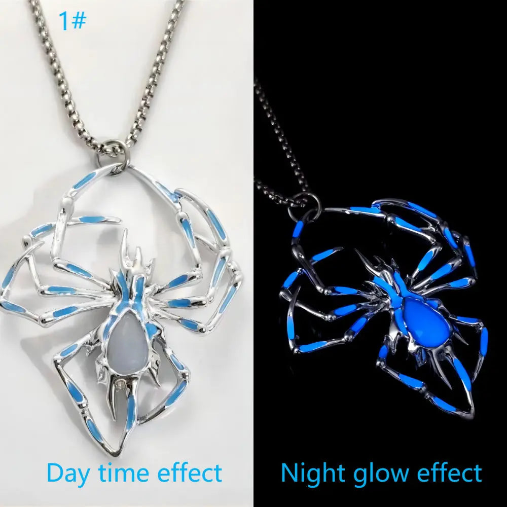 Halloween Creative Stereo Luminous Spider Necklace Jewerly Glowing Night Fluorescence Antique Vintage Glow In The Dark For Men Women Gift Party Halloween Day Club trendy-digistore-us