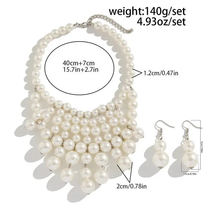 Personalized Pearl Tassel Necklace Set trendy-digistore-us