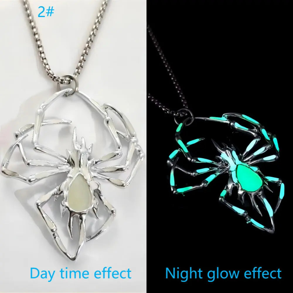 Halloween Creative Stereo Luminous Spider Necklace Jewerly Glowing Night Fluorescence Antique Vintage Glow In The Dark For Men Women Gift Party Halloween Day Club trendy-digistore-us