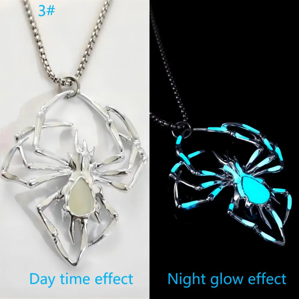 Halloween Creative Stereo Luminous Spider Necklace Jewerly Glowing Night Fluorescence Antique Vintage Glow In The Dark For Men Women Gift Party Halloween Day Club trendy-digistore-us