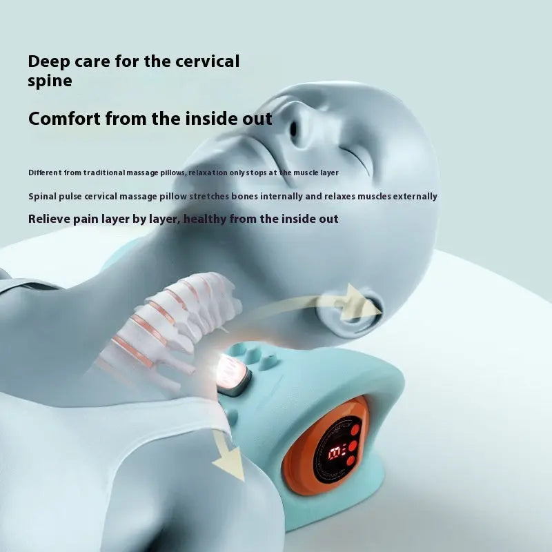 Adorise Neck Massager Cervical Spine Relief Traction Portable Neck Head Acupuncture Point Massage Pillow trendy-digistore-us