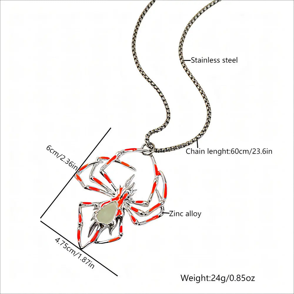 Halloween Creative Stereo Luminous Spider Necklace Jewerly Glowing Night Fluorescence Antique Vintage Glow In The Dark For Men Women Gift Party Halloween Day Club trendy-digistore-us