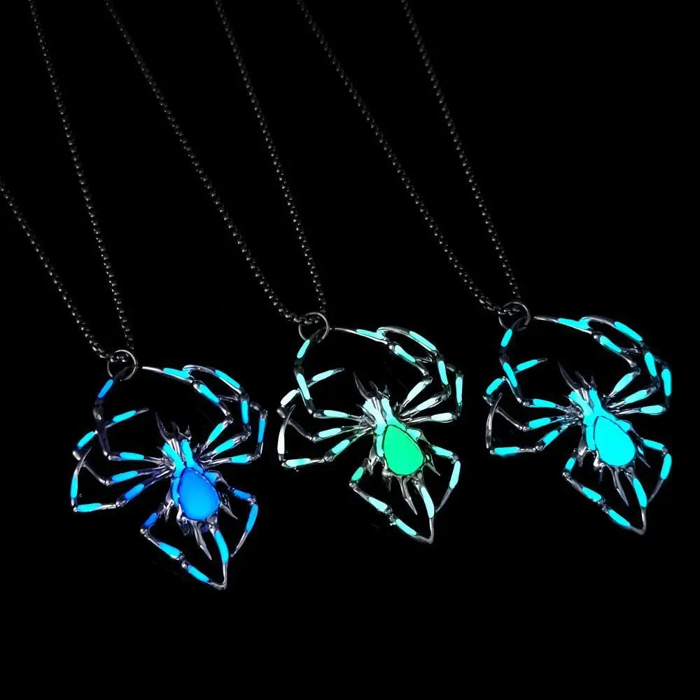 Halloween Creative Stereo Luminous Spider Necklace Jewerly Glowing Night Fluorescence Antique Vintage Glow In The Dark For Men Women Gift Party Halloween Day Club trendy-digistore-us