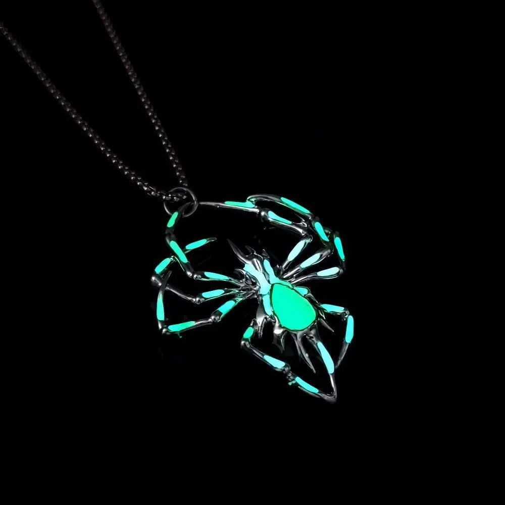 Halloween Creative Stereo Luminous Spider Necklace Jewerly Glowing Night Fluorescence Antique Vintage Glow In The Dark For Men Women Gift Party Halloween Day Club trendy-digistore-us