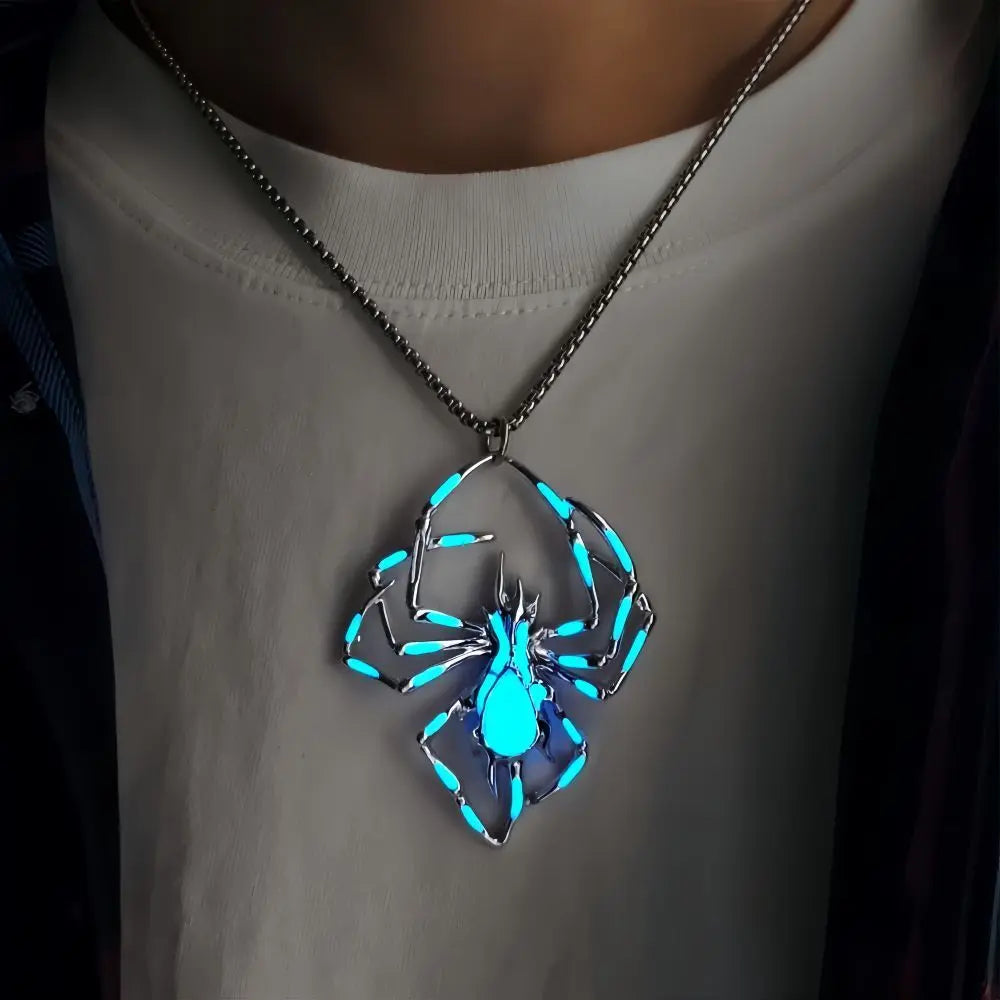 Halloween Creative Stereo Luminous Spider Necklace Jewerly Glowing Night Fluorescence Antique Vintage Glow In The Dark For Men Women Gift Party Halloween Day Club trendy-digistore-us