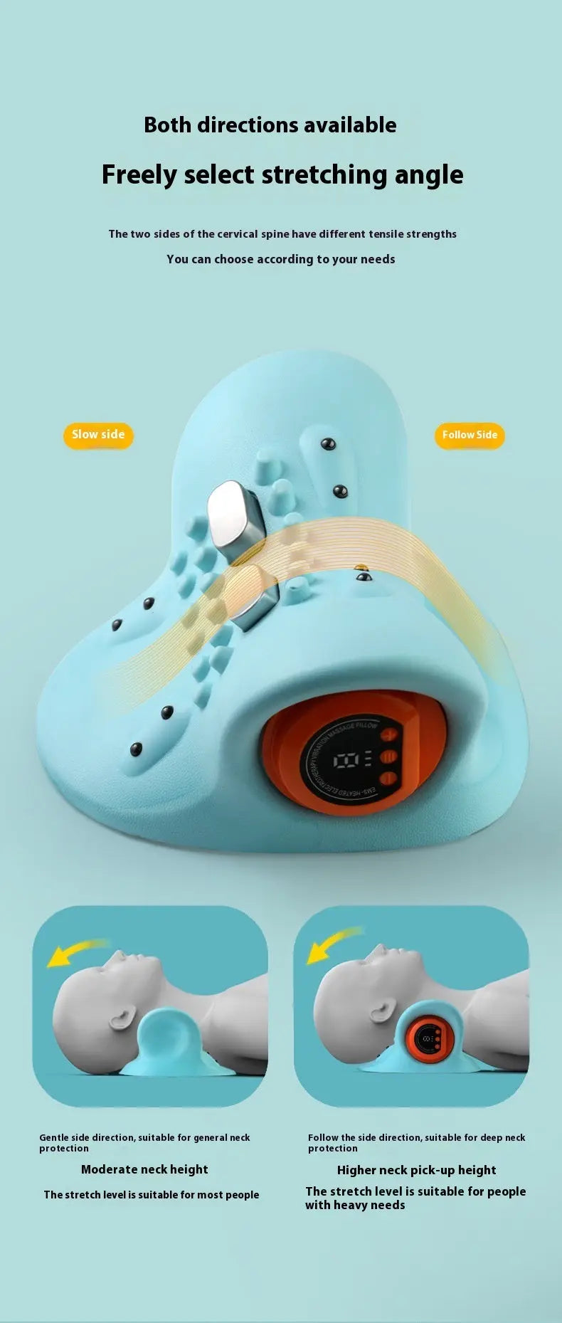 Adorise Neck Massager Cervical Spine Relief Traction Portable Neck Head Acupuncture Point Massage Pillow trendy-digistore-us