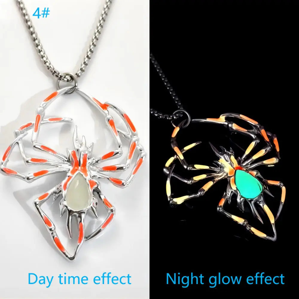 Halloween Creative Stereo Luminous Spider Necklace Jewerly Glowing Night Fluorescence Antique Vintage Glow In The Dark For Men Women Gift Party Halloween Day Club trendy-digistore-us