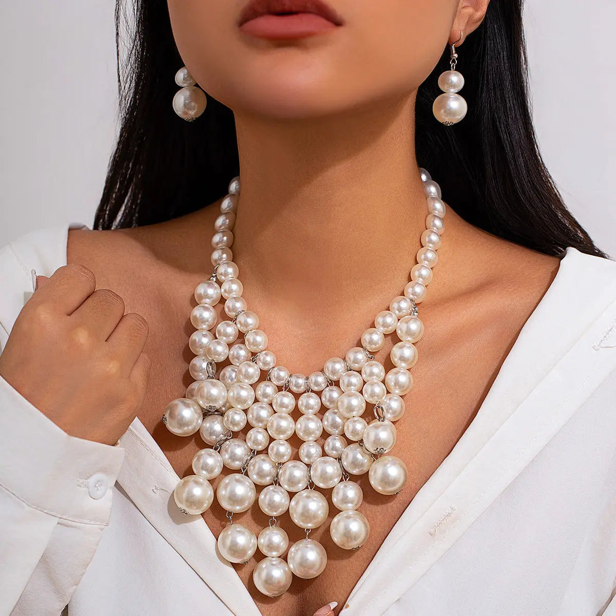 Personalized Pearl Tassel Necklace Set trendy-digistore-us