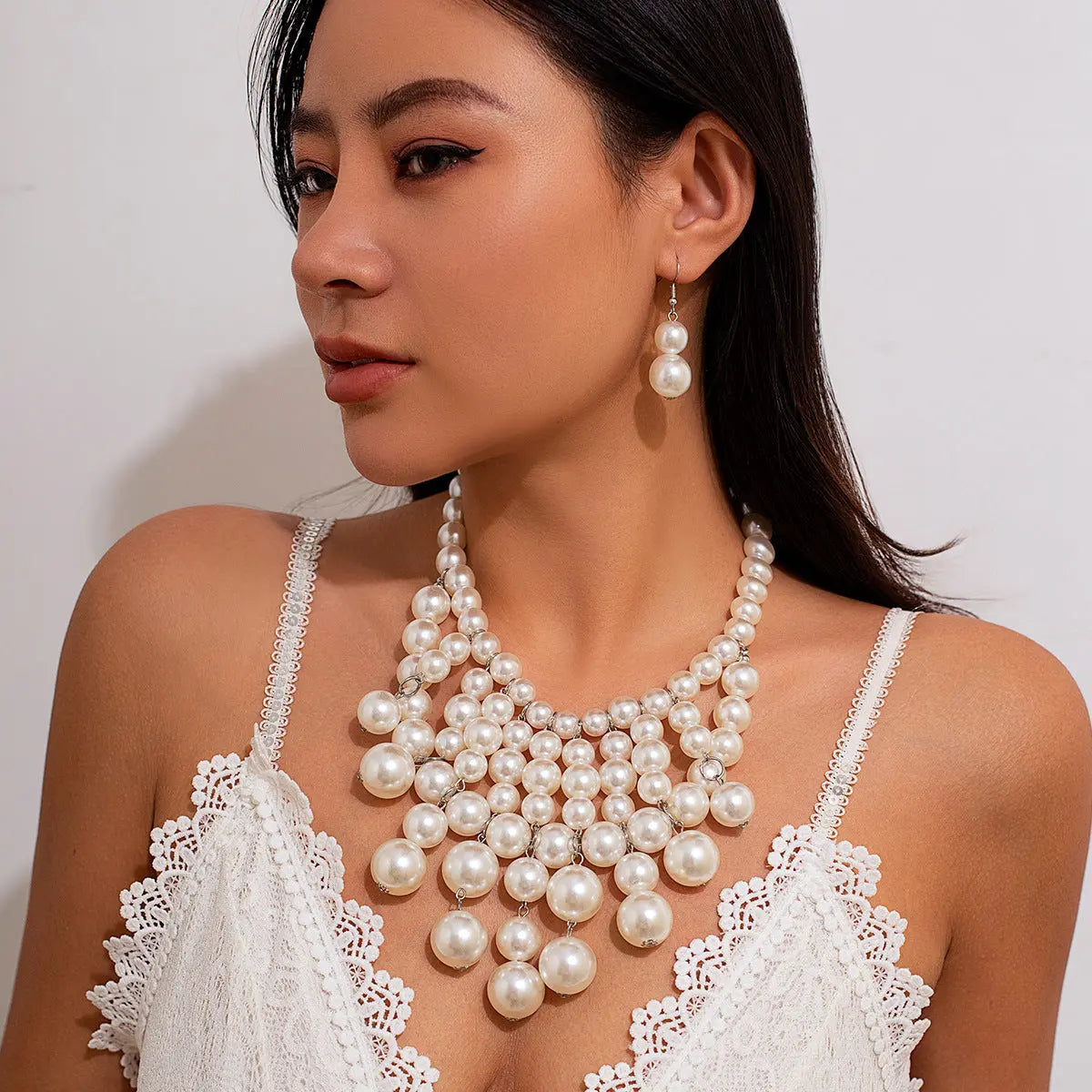 Personalized Pearl Tassel Necklace Set trendy-digistore-us