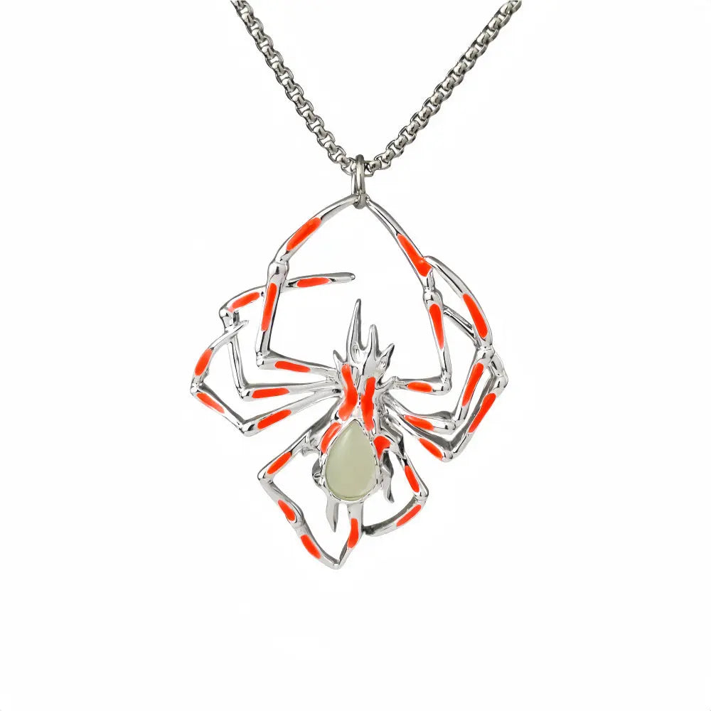 Halloween Creative Stereo Luminous Spider Necklace Jewerly Glowing Night Fluorescence Antique Vintage Glow In The Dark For Men Women Gift Party Halloween Day Club trendy-digistore-us