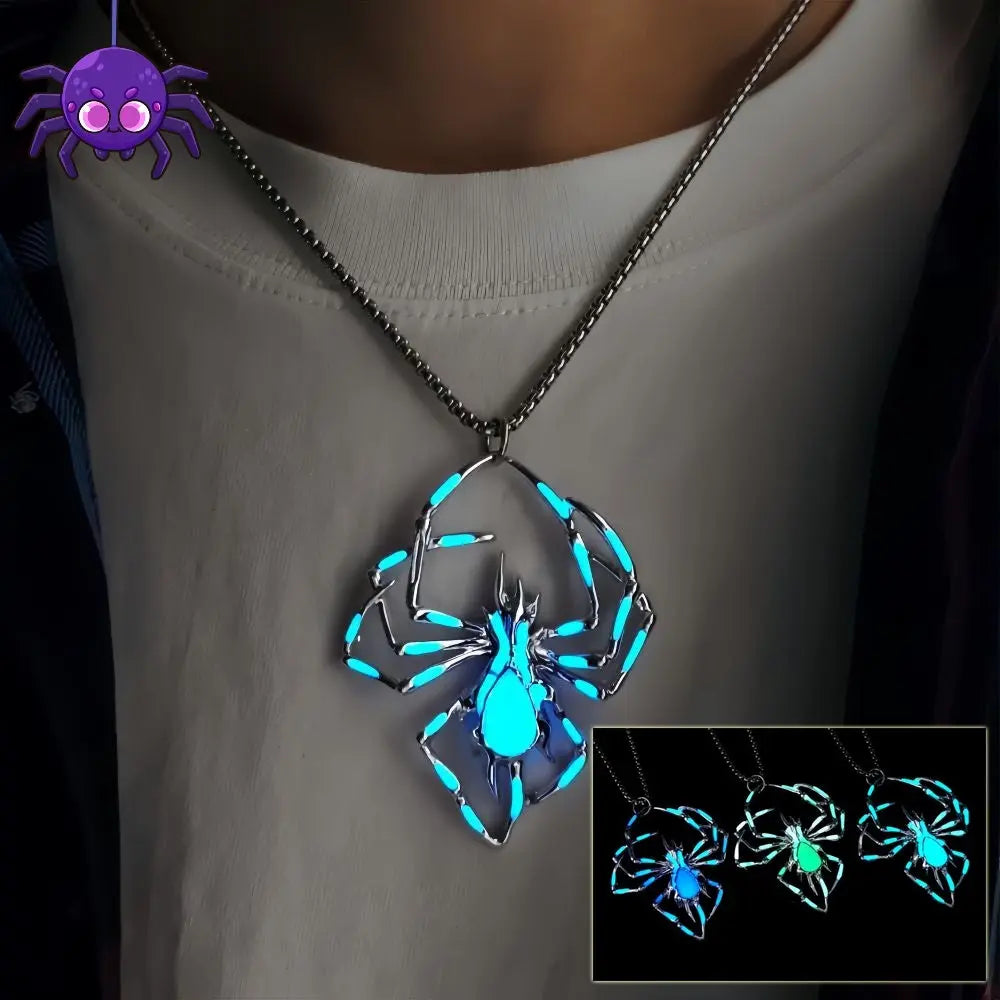 Halloween Creative Stereo Luminous Spider Necklace Jewerly Glowing Night Fluorescence Antique Vintage Glow In The Dark For Men Women Gift Party Halloween Day Club trendy-digistore-us