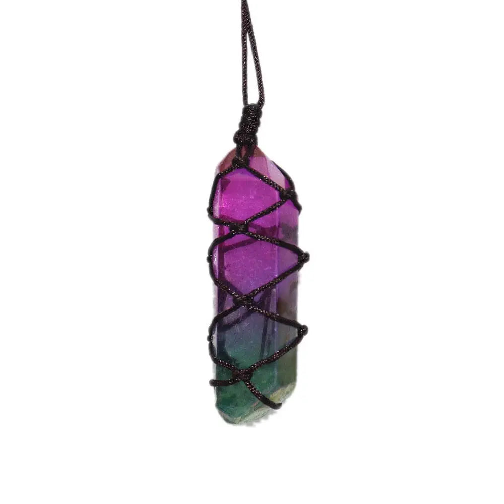 White Crystal Single l Electroplating Double Color Net Pocket Necklace