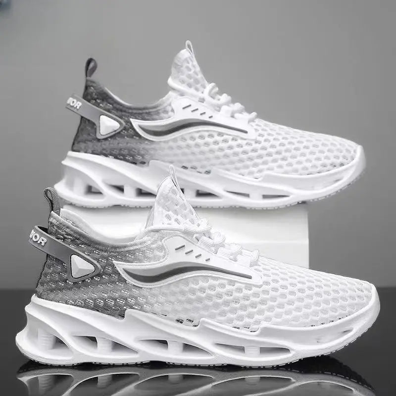 Men's Lace-up Sneakers Mesh Sports Shoes Fashion Hollow-sole Low Top Running Shoes trendy-digistore-us