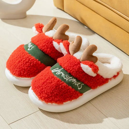 Christmas Shoes Winter Home Slippers Elk Soft Cozy Bedroom Slipper Slip On House Shoes trendy-digistore-us