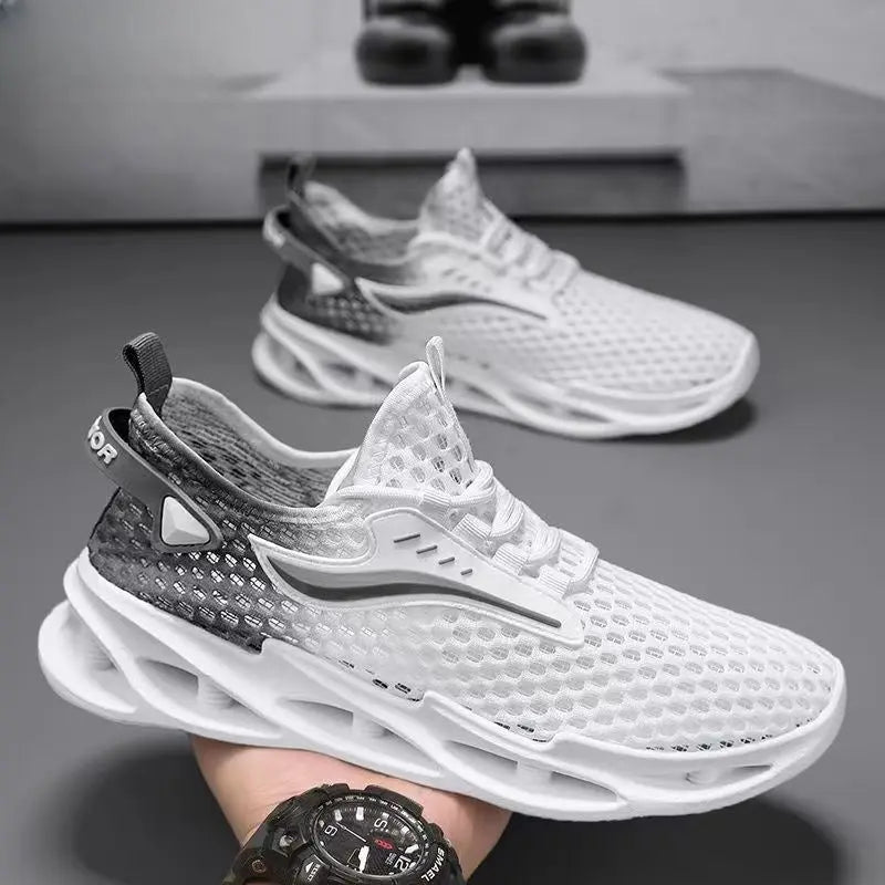 Men's Lace-up Sneakers Mesh Sports Shoes Fashion Hollow-sole Low Top Running Shoes trendy-digistore-us