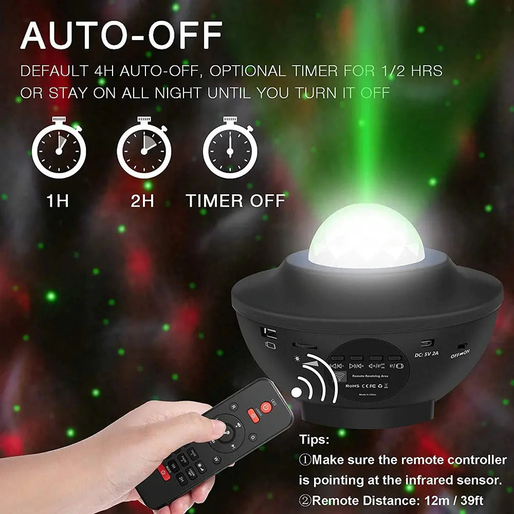 USB LED Star Night Light Music Starry Water Wave LED Projector Light Bluetooth Projector Sound-Activated Projector Light Decor trendy-digistore-us