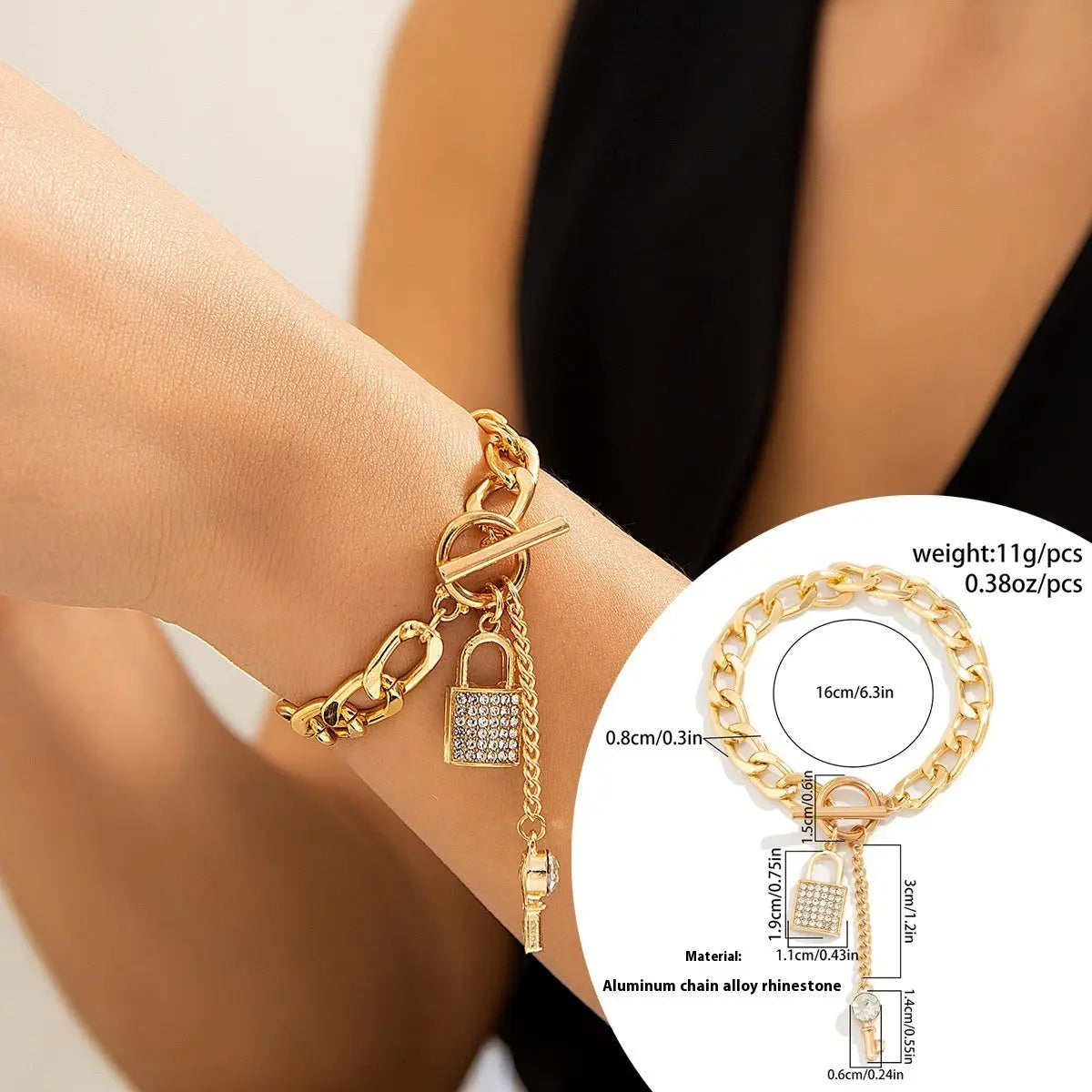 Thick Chain With Shiny Lock And Key Pendant Necklace For Women Trendy Ladies Accessories On The Neck Fashion Jewelry Female trendy-digistore-us