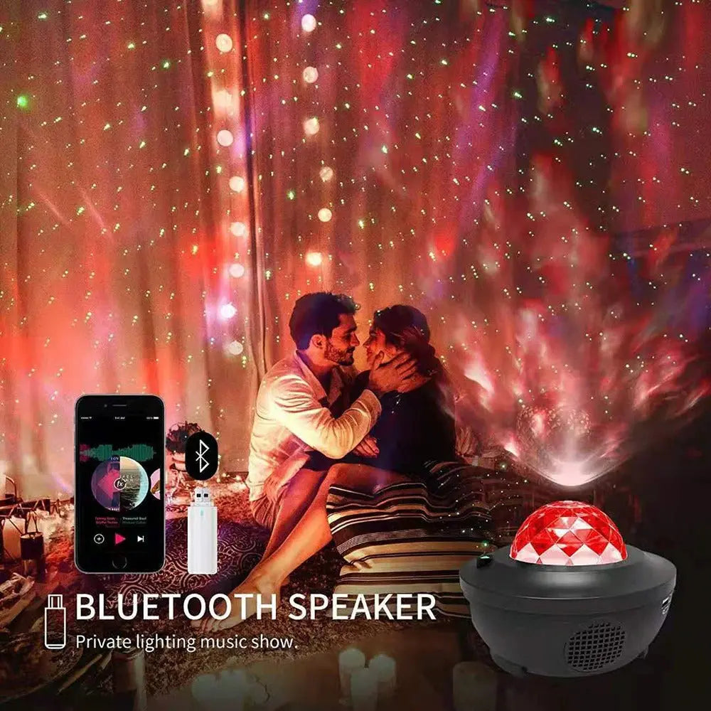 USB LED Star Night Light Music Starry Water Wave LED Projector Light Bluetooth Projector Sound-Activated Projector Light Decor trendy-digistore-us