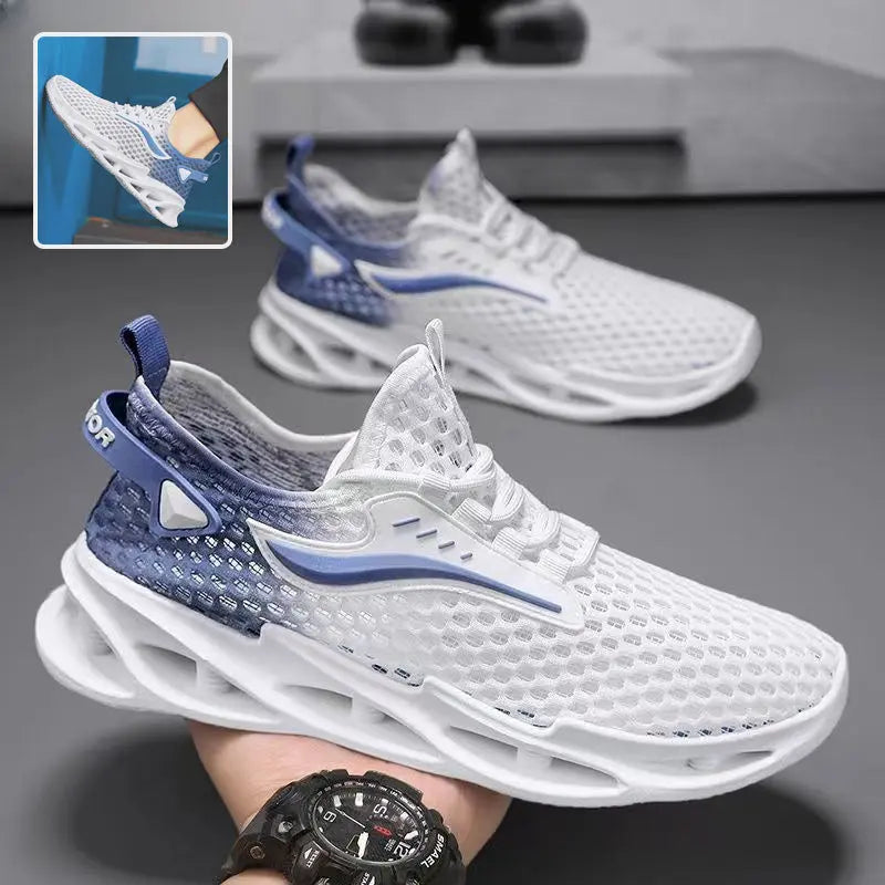 Men's Lace-up Sneakers Mesh Sports Shoes Fashion Hollow-sole Low Top Running Shoes trendy-digistore-us