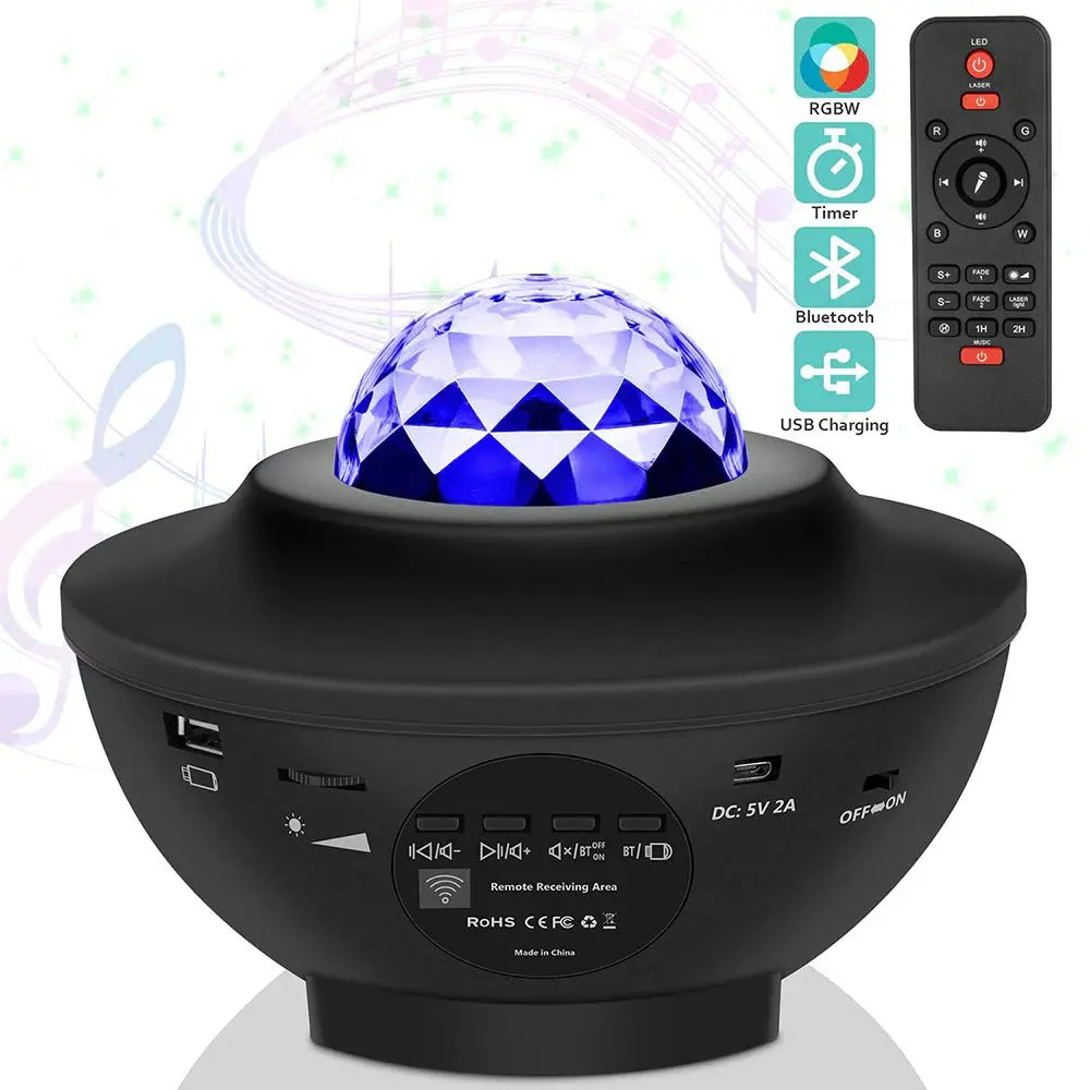 USB LED Star Night Light Music Starry Water Wave LED Projector Light Bluetooth Projector Sound-Activated Projector Light Decor trendy-digistore-us