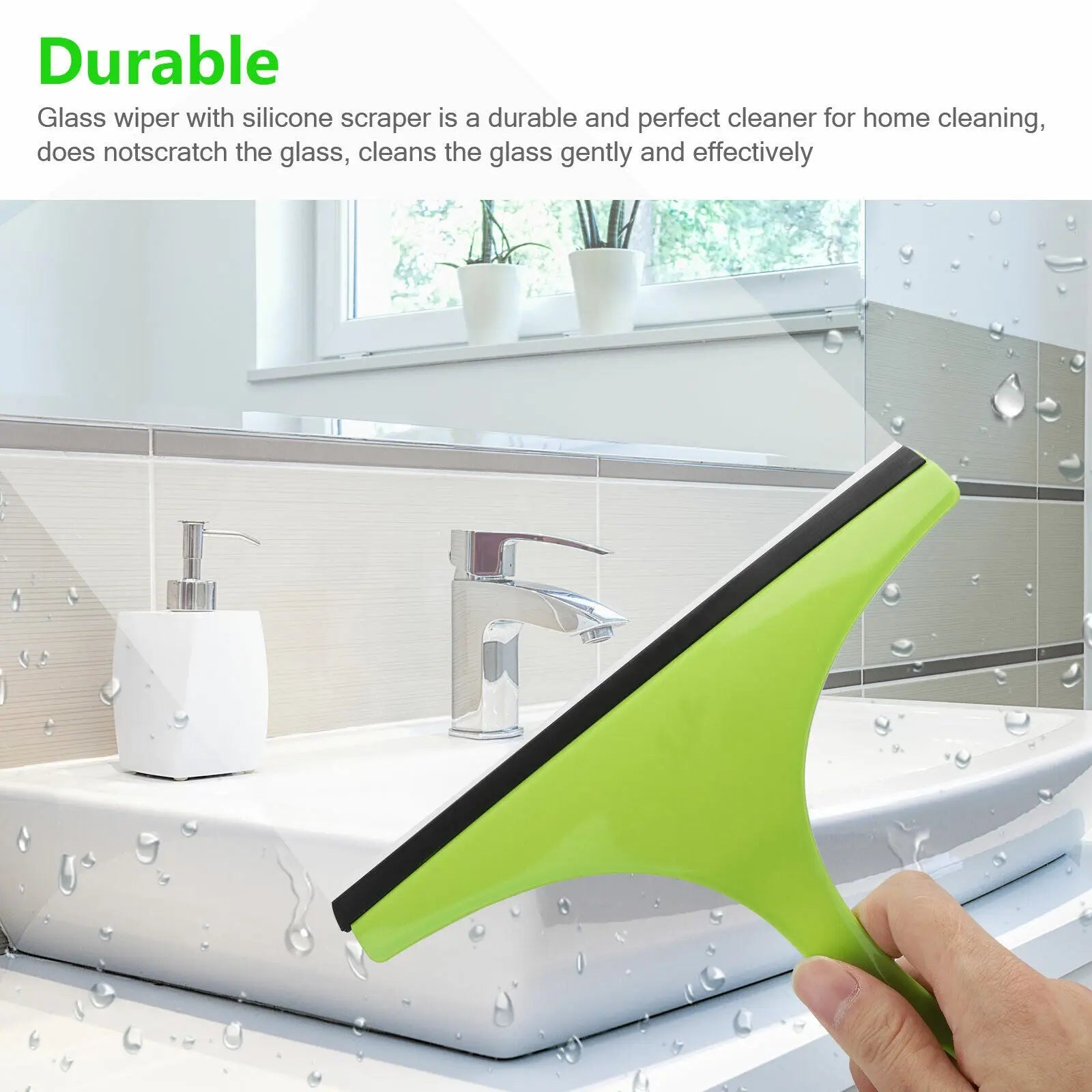 3X Glass Window Wiper Cleaner Squeegee Shower Screen Mirror Home Car Blade Brush Simple Green Car Glass Window Cleaner Wiper Cleaner Household Cleaning Brush Window Cleaning Tools Trendy DigiStore USA