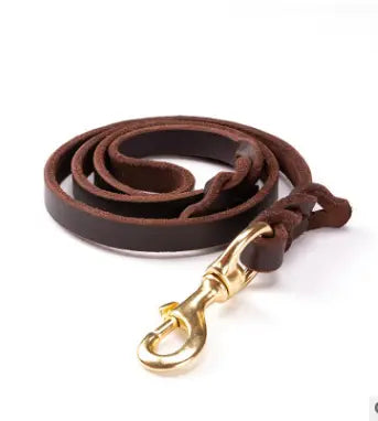 The first layer of leather dog leashes in the large dog chain demu training rope horse dog Golden Retriever dog rope Trendy DigiStore USA