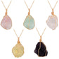 Trendy Natural stone pendant irregular crystal rough necklace