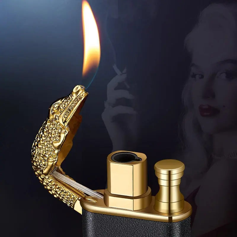 Trendy Blue Flame Lighter Dolphin Double Fire Metal Windproof Lighters