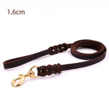 The first layer of leather dog leashes in the large dog chain demu training rope horse dog Golden Retriever dog rope Trendy DigiStore USA