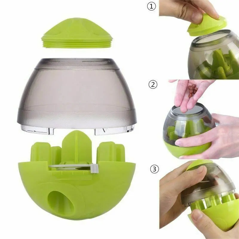 Dog Food Balls Tumbler Pet Puppy Feeder Dispenser Bowl Toy Leak Food Interactive Pet Tumbler Feeder Food Automatic Dispenser Bowl Interactive Balls Trendy DigiStore USA