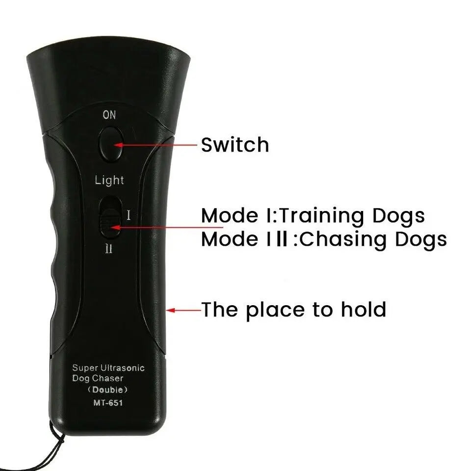 Ultrasonic Anti Dog Barking Trainer LED Light Gentle Chaser Petgentle Sonics Trendy DigiStore USA