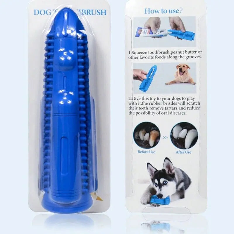 Pet Dog Chew Toy Toothbrush Teeth Cleaning Molar Rubber Squeaky Interactive Dog Toy Food Dispenser Ball Dog Chew Toys Dog Toy Food Dispenser Pet Molar Tooth Cleaning Trendy DigiStore USA