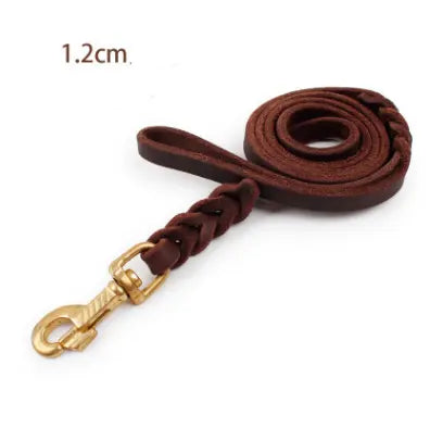 The first layer of leather dog leashes in the large dog chain demu training rope horse dog Golden Retriever dog rope Trendy DigiStore USA