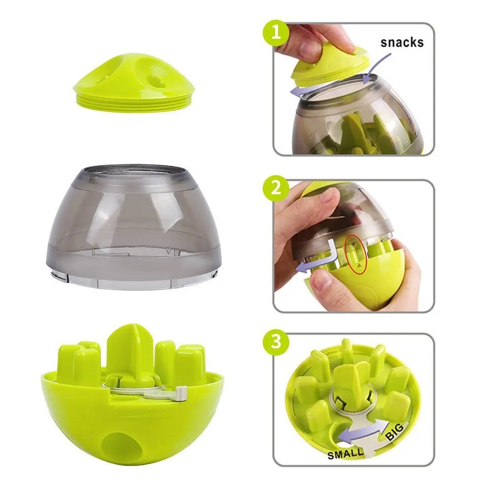 Dog Food Balls Tumbler Pet Puppy Feeder Dispenser Bowl Toy Leak Food Interactive Pet Tumbler Feeder Food Automatic Dispenser Bowl Interactive Balls Trendy DigiStore USA