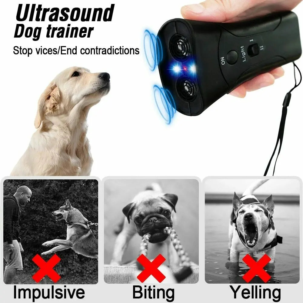 Ultrasonic Anti Dog Barking Trainer LED Light Gentle Chaser Petgentle Sonics Trendy DigiStore USA