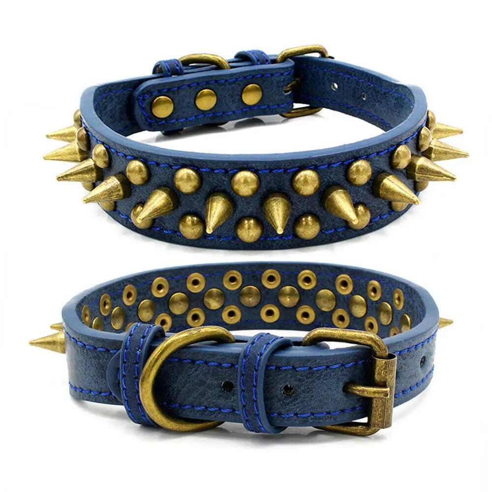 Retro Studded Spiked Rivet Large Dog Pet Leather Collar Pit Bull S-XL Trendy DigiStore USA