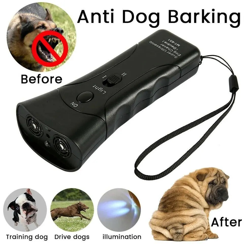 Ultrasonic Anti Dog Barking Trainer LED Light Gentle Chaser Petgentle Sonics Trendy DigiStore USA