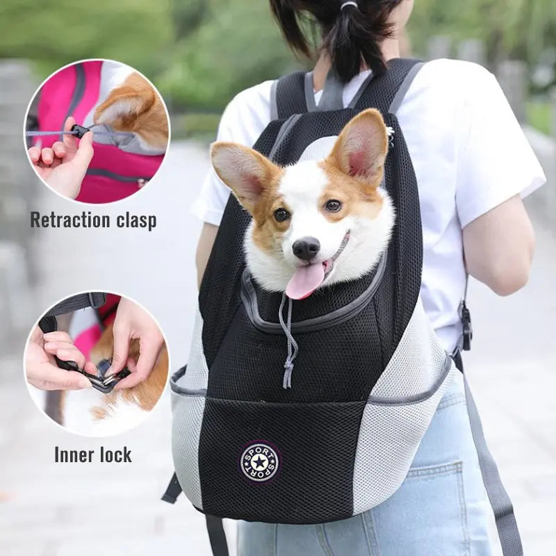 Pet Dog Carrier Bag Carrier For Dogs Backpack Out Double Shoulder Portable Travel Backpack Outdoor Pet Dog Carrier Bag Mesh Trendy DigiStore USA