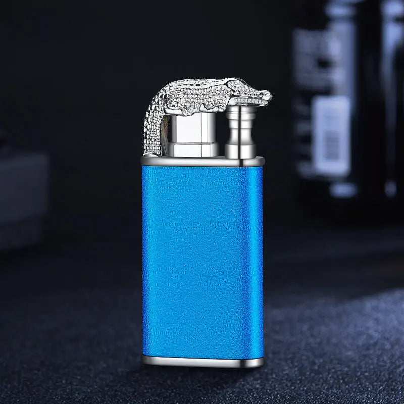 Trendy Blue Flame Lighter Dolphin Double Fire Metal Windproof Lighters