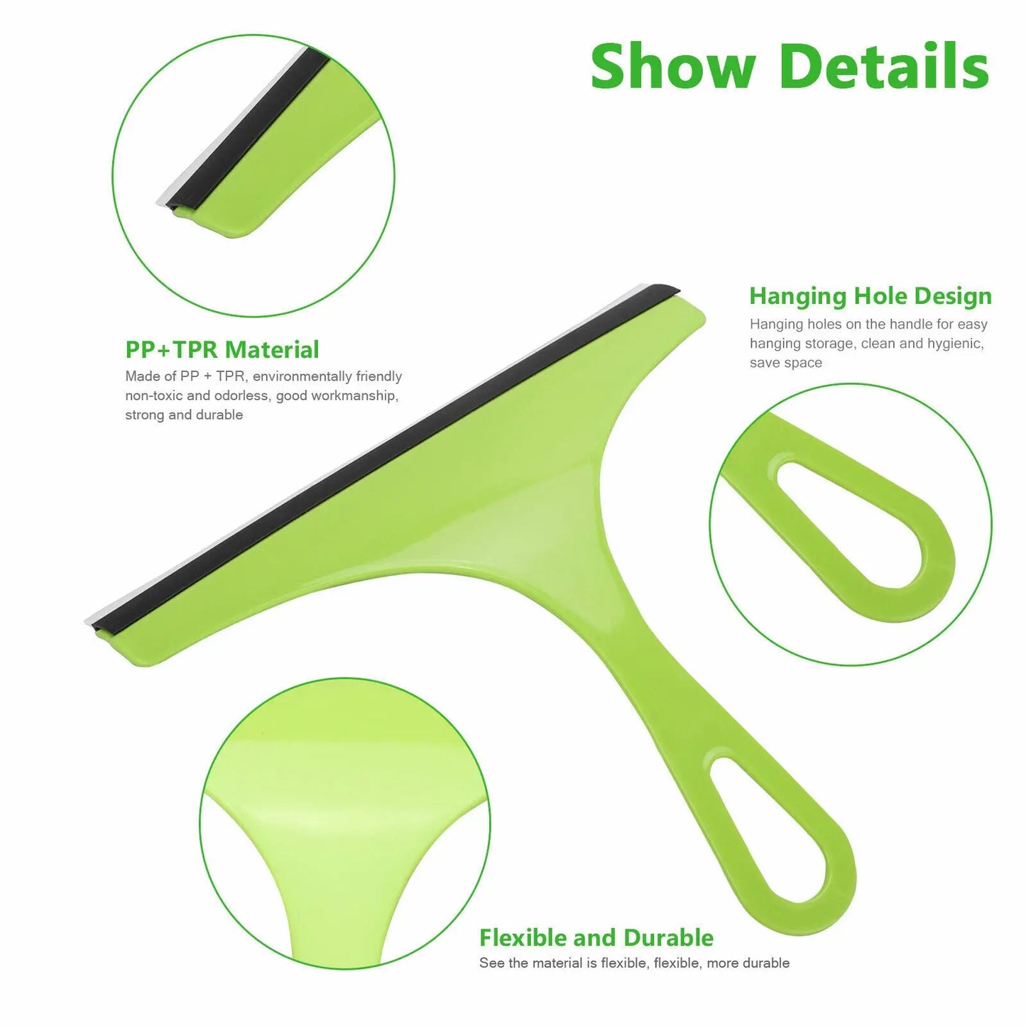 3X Glass Window Wiper Cleaner Squeegee Shower Screen Mirror Home Car Blade Brush Simple Green Car Glass Window Cleaner Wiper Cleaner Household Cleaning Brush Window Cleaning Tools Trendy DigiStore USA