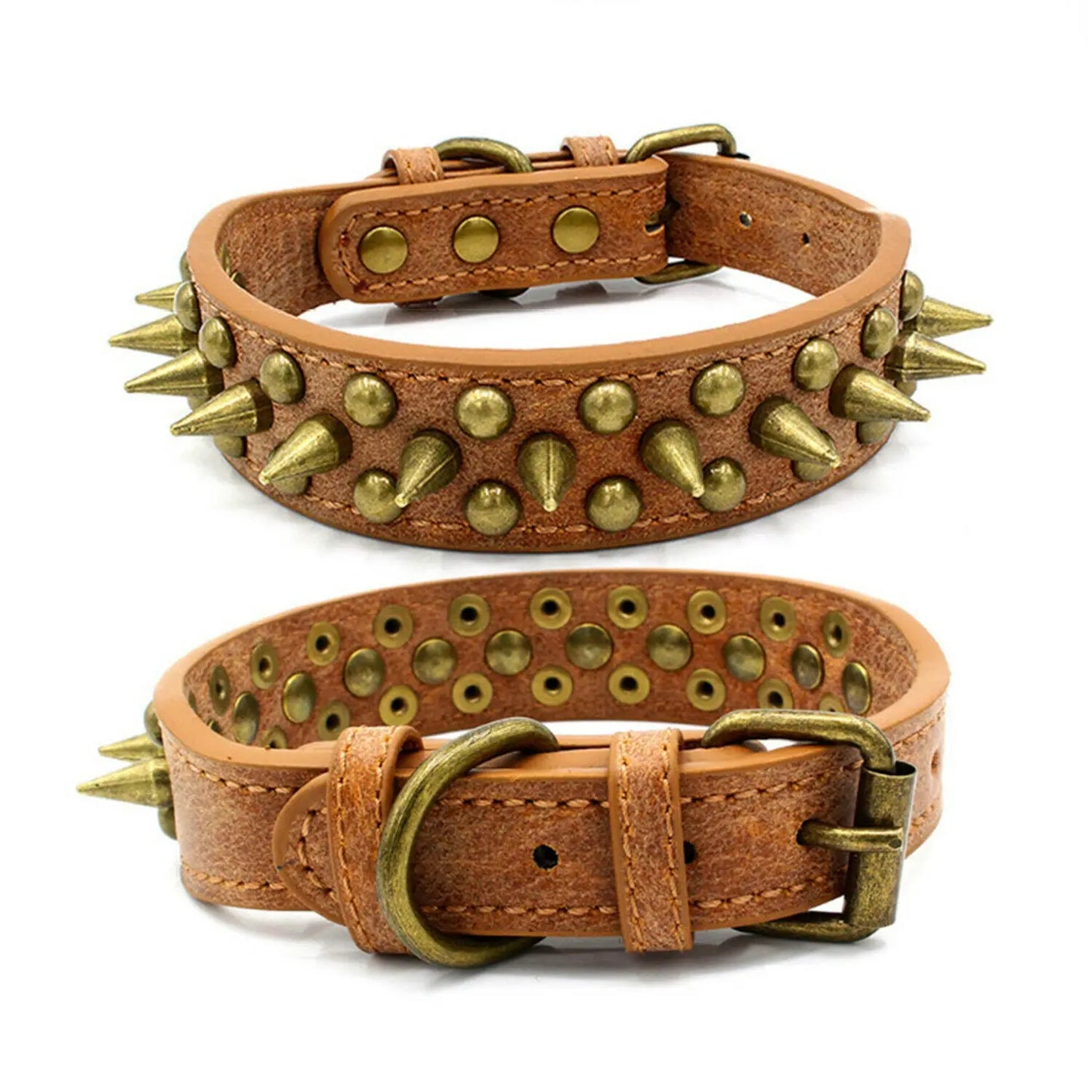 Retro Studded Spiked Rivet Large Dog Pet Leather Collar Pit Bull S-XL Trendy DigiStore USA