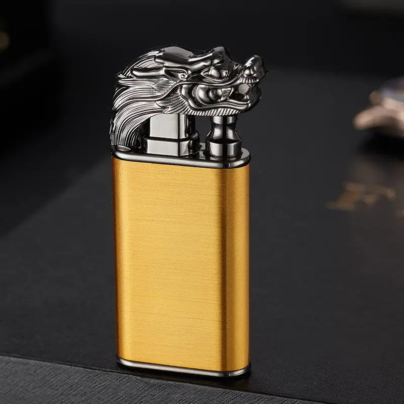 Trendy Blue Flame Lighter Dolphin Double Fire Metal Windproof Lighters