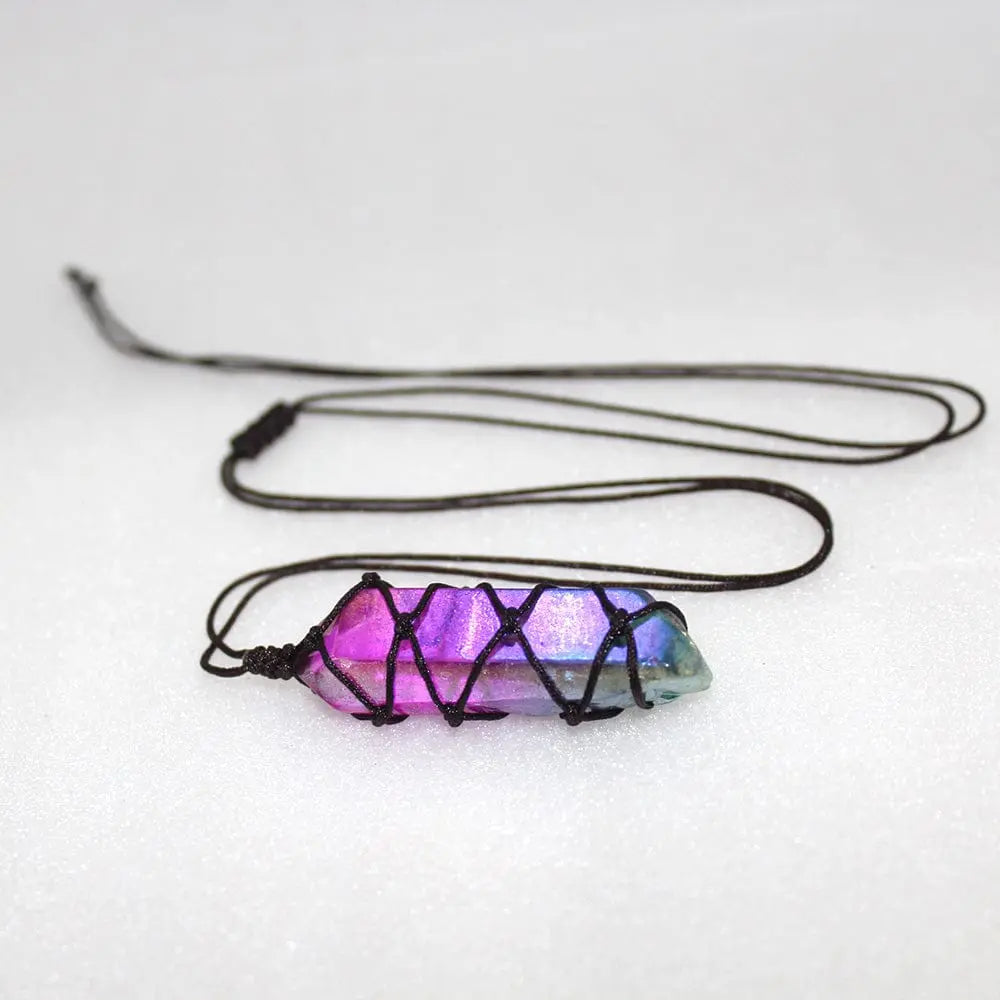 White Crystal Single l Electroplating Double Color Net Pocket Necklace