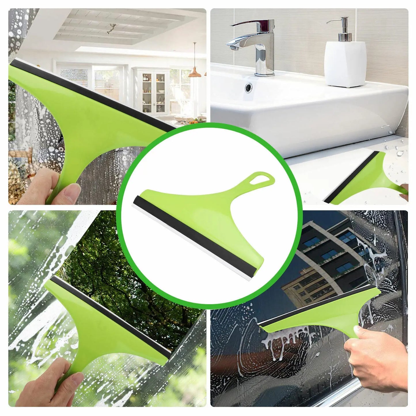 3X Glass Window Wiper Cleaner Squeegee Shower Screen Mirror Home Car Blade Brush Simple Green Car Glass Window Cleaner Wiper Cleaner Household Cleaning Brush Window Cleaning Tools Trendy DigiStore USA